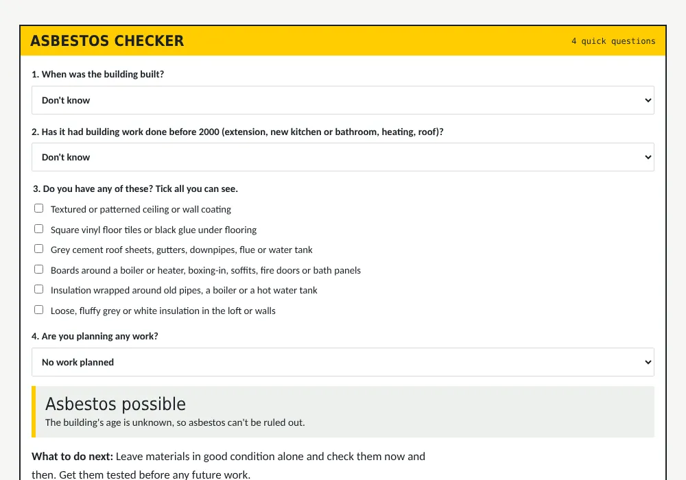 Asbestos checker: could your home contain asbestos?: free calculator