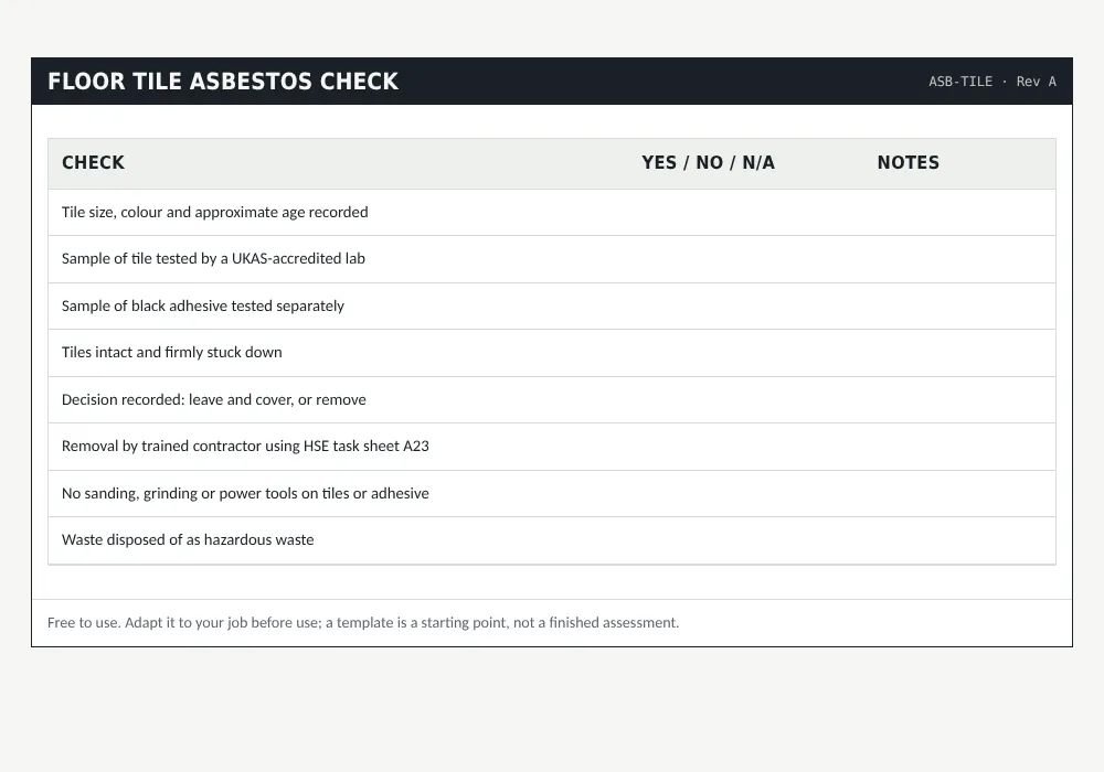 Asbestos floor tiles: preview of the free template