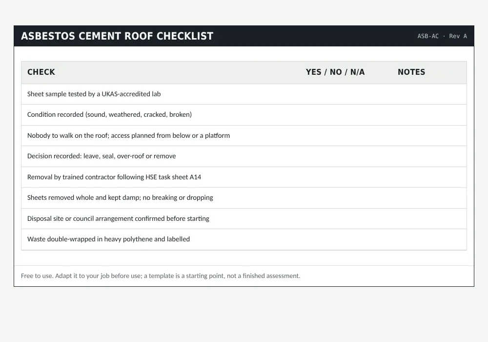 Asbestos garage roofs: preview of the free template